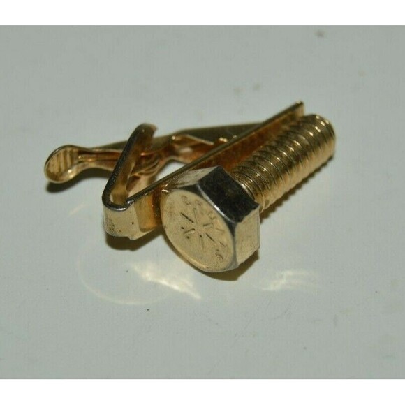 Nice Vintage CRUITS Mechanic / Construction BOLT Shaped Tie Bar Clasp Clip SCREW - Picture 1 of 4